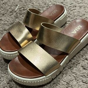 Mia rose gold slip on sandals